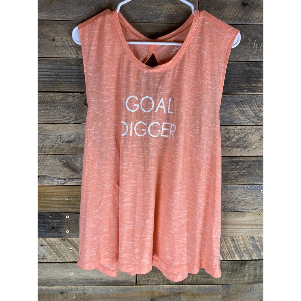 Pro Player  Womens Plus Sz 3X Goal Digger Orange Twisted Back Cutout T-Shirt